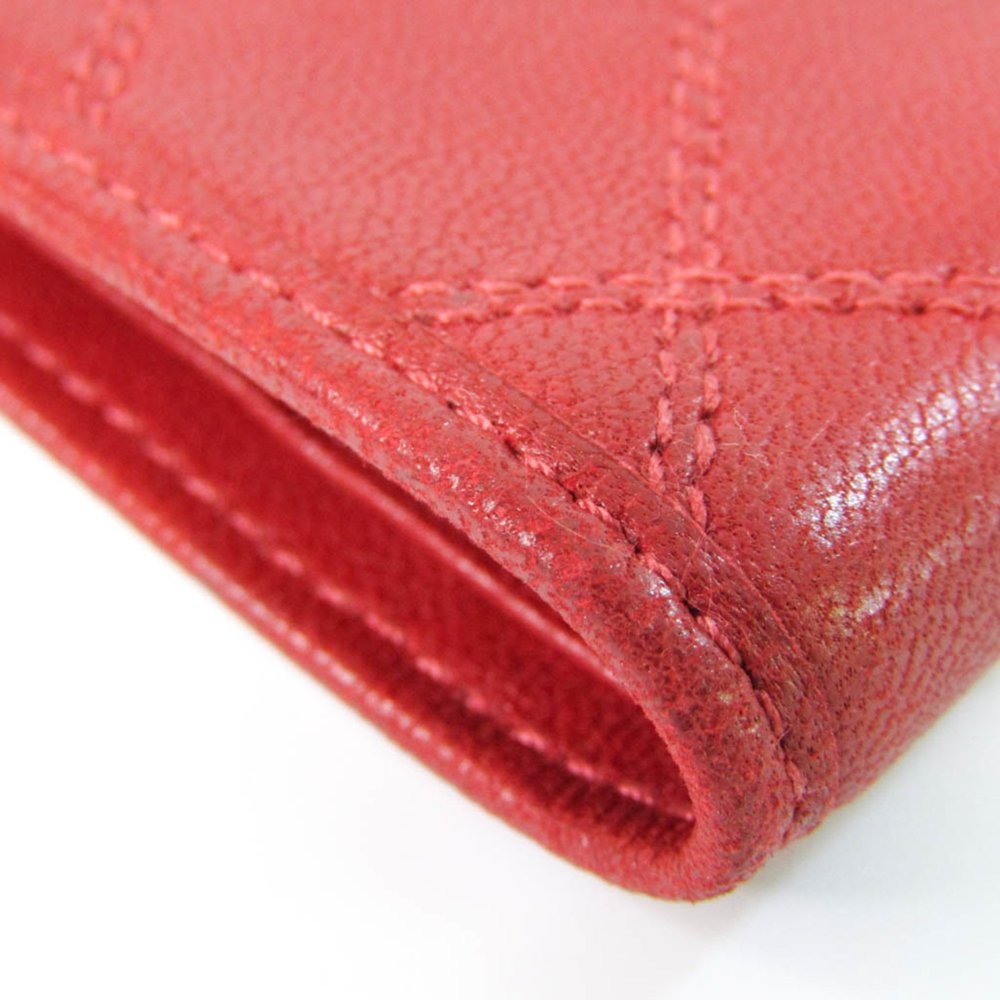 Chanel Bicolor Women's Leather Bill Wallet (bi-fold) Red Color - Picture 7 of 16
